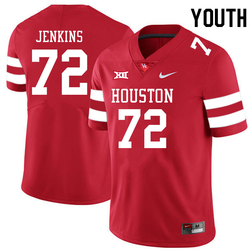 Youth #72 Tank Jenkins Houston Cougars College Big 12 Conference Football Jerseys Sale-Red - Click Image to Close